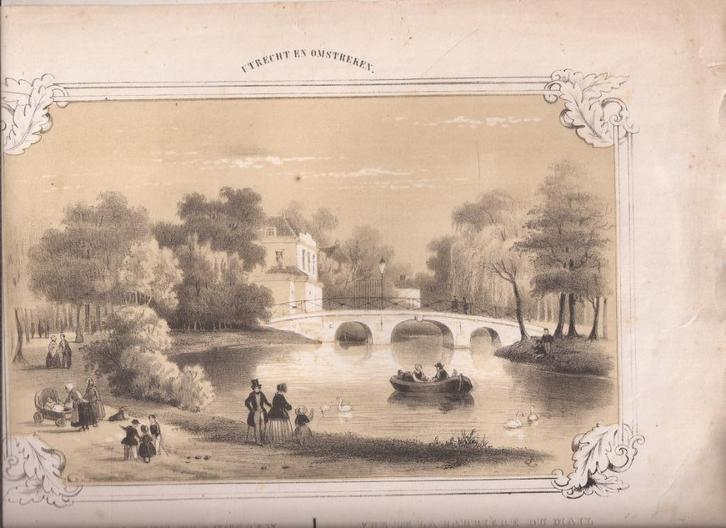 Utrecht Gezigt in het plantsoen op de Malie Barrière te zien, Antiek en Kunst, Kunst | Etsen en Gravures, Ophalen of Verzenden