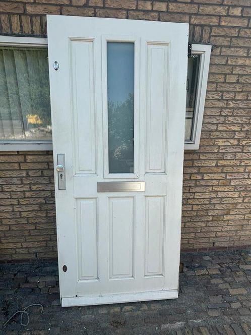 Knappe hardhouten voordeur 201 x 92,5, Doe-het-zelf en Verbouw, Deuren en Horren, Gebruikt, Buitendeur, 200 tot 215 cm, 80 tot 100 cm