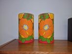 Vintage retro oranje roze bloemen wandlamp, Ophalen of Verzenden