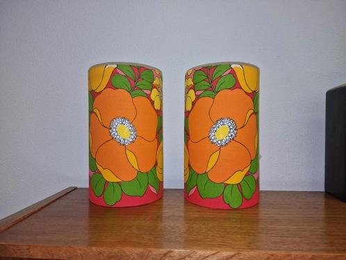 Vintage retro oranje roze bloemen wandlamp, Huis en Inrichting, Lampen | Wandlampen, Ophalen of Verzenden