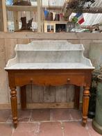 Antiek Franse wastafel wasmeubel tafel met marmer, Ophalen