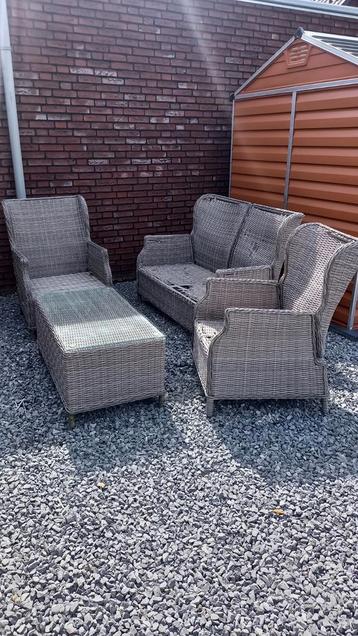 Garden collection tafel rotan lounge bank glas set stoelen 