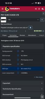 PNY CS3030 1TB M.2 SSD, Computers en Software, Harde schijven, Intern, SSD, Ophalen of Verzenden, Zo goed als nieuw