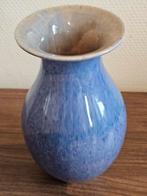 Vintage design vaas keramiek blauw gevlamd glazuur 21 cm, Ophalen of Verzenden