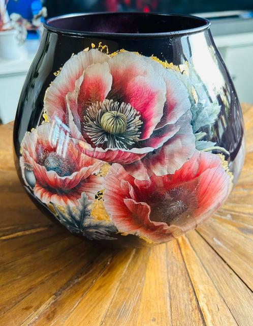 Te koop reverse decoupage vaas t.e.a.b. in Assen, Antiek en Kunst, Antiek | Vazen, Ophalen
