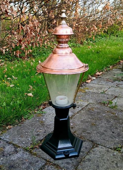 Tuinlamp - terraslamp - sokkellamp - KS - K&S - koper - klas, Tuin en Terras, Buitenverlichting, Nieuw, Staande lamp, Aluminium