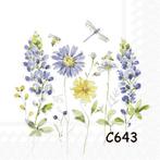Servetten decoupage/bullet journal - bloemen blauw C643, Verzenden, Nieuw, Materiaal