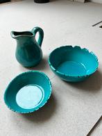 Turquoise kan en schalen, Huis en Inrichting, Woonaccessoires | Vazen, Ophalen, Steen, Overige kleuren, Zo goed als nieuw