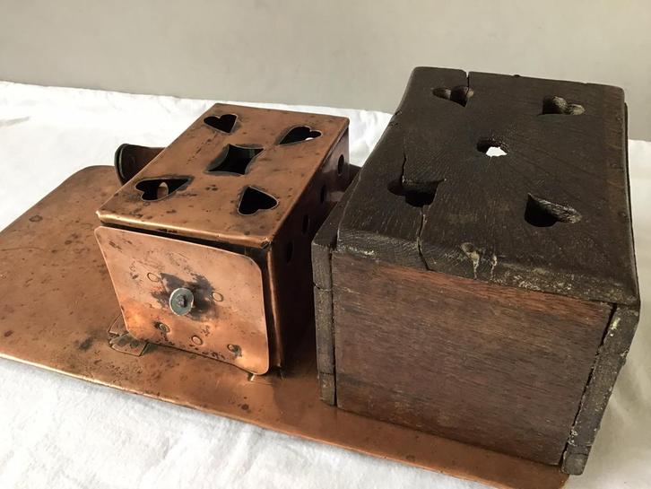 Oude antieke stoof koetsstoof koper hout, Antiek en Kunst, Antiek | Gereedschap en Instrumenten, Ophalen of Verzenden