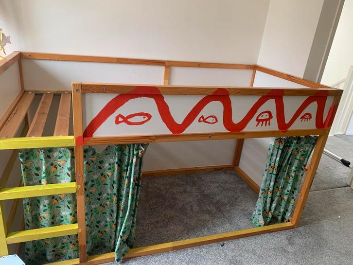 Halfhoogslaper met Speelhut, Kinderen en Baby's, Kinderkamer | Stapelbedden en Hoogslapers, Gebruikt, Halfhoogslaper, Ophalen of Verzenden