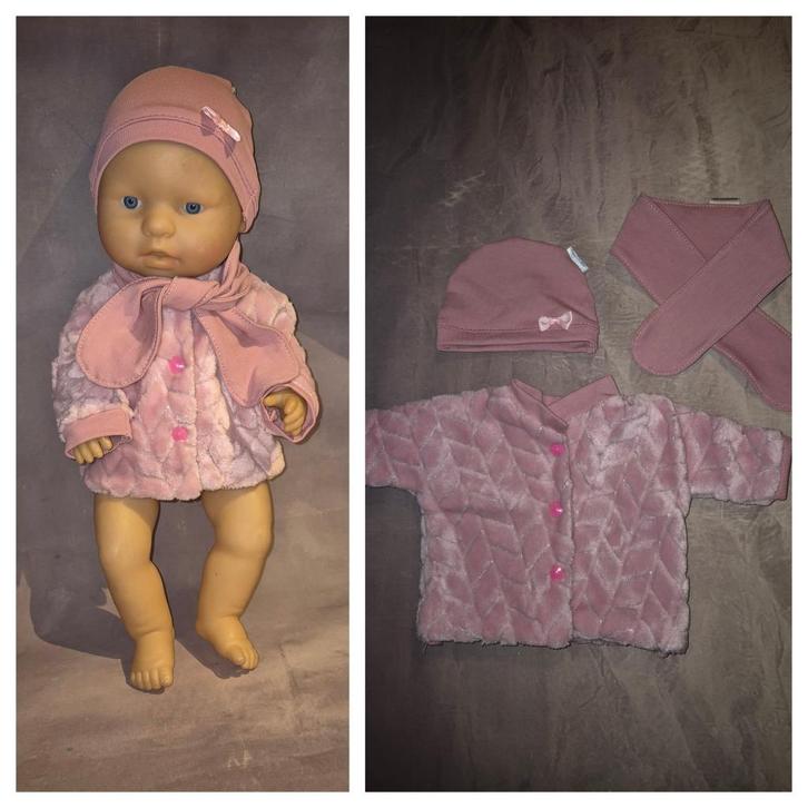 Winterset voor 43cm pop oudroze jas muts sjaal, Kinderen en Baby's, Speelgoed | Poppen, Nieuw, Babypop, Ophalen of Verzenden