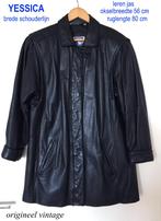 Yessica Leren Jas okselbreedte 56 cm brede schouderlijn, Ophalen, Zwart, Maat 42/44 (L), Gedragen