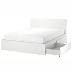 Ikea tweepersoons bed, wit met lades, Ophalen, Gebruikt, Wit, Tweepersoons