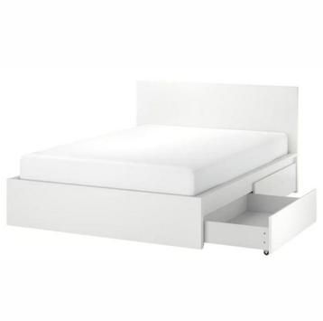Ikea tweepersoons bed, wit met lades  beschikbaar voor biedingen