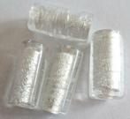 Grote silverfoil witte ronde buis glas kralen 30x12 mm, Hobby en Vrije tijd, Kralen en Sieraden maken, Verzenden, Nieuw, Kraal