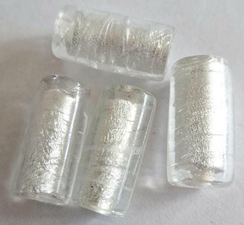 Grote silverfoil witte ronde buis glas kralen 30x12 mm, Hobby en Vrije tijd, Kralen en Sieraden maken, Nieuw, Kraal, Verzenden