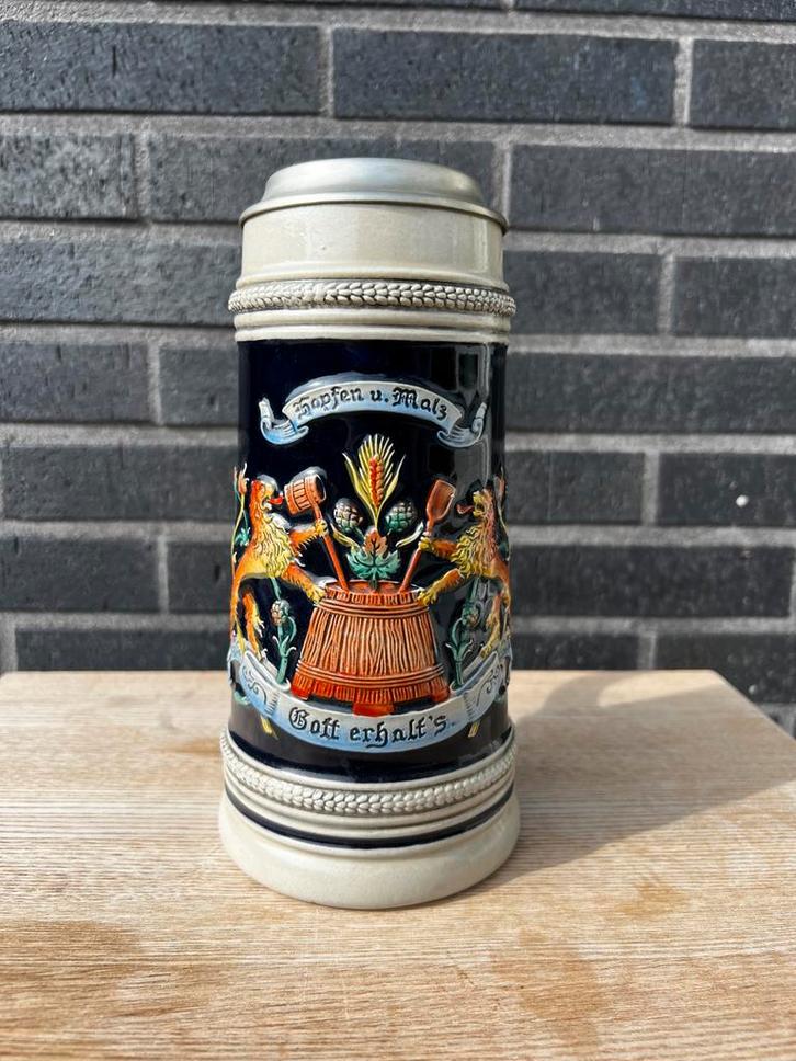 Gerz Duitse Bierpul met Deksel, Antiek en Kunst, Antiek | Keramiek en Aardewerk, Ophalen of Verzenden