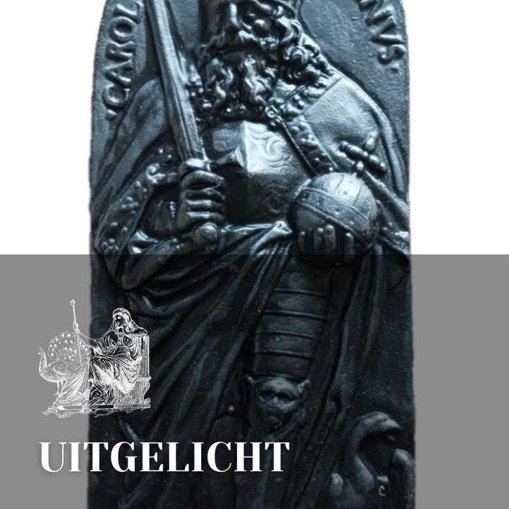 Carolus Magnus gietijzeren reliëf | EUR 99,95, Antiek en Kunst, Kunst | Beelden en Houtsnijwerken, Ophalen of Verzenden