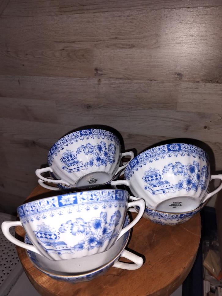 Vintage China Blau 6 soepkommen van Seltmann Weiden, Antiek en Kunst, Antiek | Servies los, Ophalen