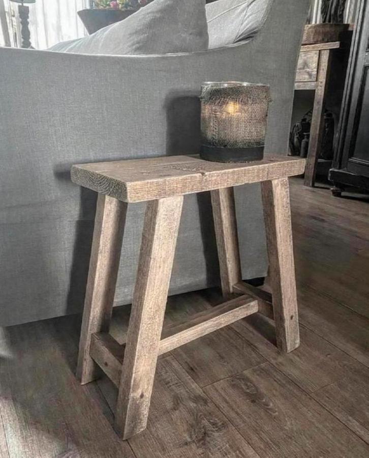 ~Stoer Sober Landelijk Houten Krukje/Bankje~, Huis en Inrichting, Woonaccessoires | Overige, Nieuw, Ophalen of Verzenden
