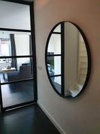 WOOOD Spiegel Doutzen Zwart - Ø 115 cm, Huis en Inrichting, Woonaccessoires | Spiegels, Ophalen, 100 tot 150 cm, Rond, Nieuw
