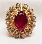 Ring goud diamant spinel., Ophalen of Verzenden, Goud, Ring, Met edelsteen