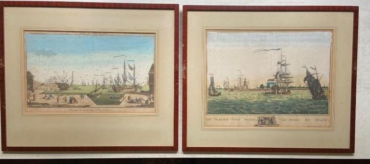Ets haven van Edam en haven van Brest, Antiek en Kunst, Kunst | Etsen en Gravures, Ophalen