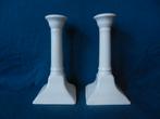 Paar witte vierkante kandelaren Porceleyne Fles Delft h 16.9, Ophalen of Verzenden