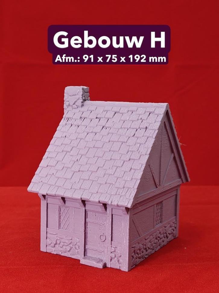 3D Geprint Miniatuur Gebouw H – Detailrijk & Vol Sfeer, Hobby en Vrije tijd, Modelbouw | Figuren en Diorama's, Nieuw, Diorama