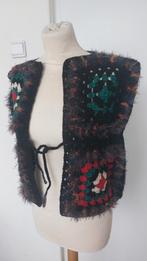 Handgemaakte Granny Square Vest - 20% Wol, Kleding | Dames, Maat 38/40 (M), Zwart, Nieuw, Ophalen of Verzenden