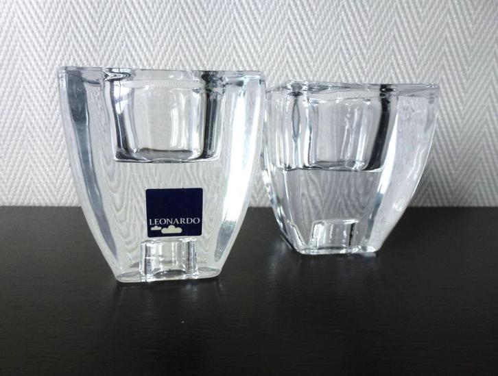 Leonardo kristallen waxinelichthouders / kaarsenhouders, Huis en Inrichting, Woonaccessoires | Kandelaars en Kaarsen, Zo goed als nieuw