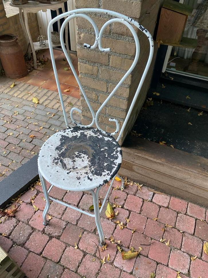 Frans Stoeltje - Vintage Charme, Tuin en Terras, Tuinstoelen, Gebruikt, Metaal, Ophalen