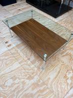 Glazen Salontafel met Houten Accent, Ophalen, 100 tot 150 cm, 50 tot 100 cm, Minder dan 50 cm