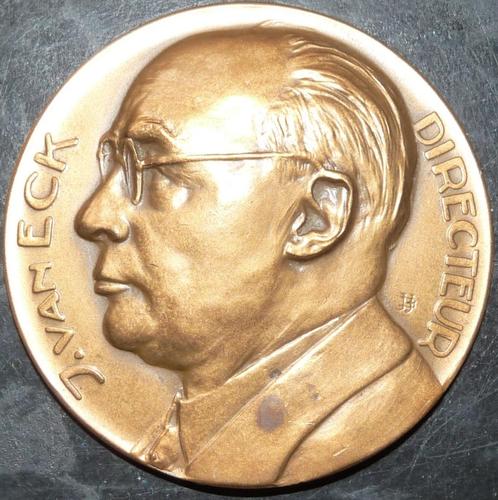 Een herinneringspenning van J van Eck inz 20j bestaan NMB, Postzegels en Munten, Penningen en Medailles, Brons, Nederland, Verzenden