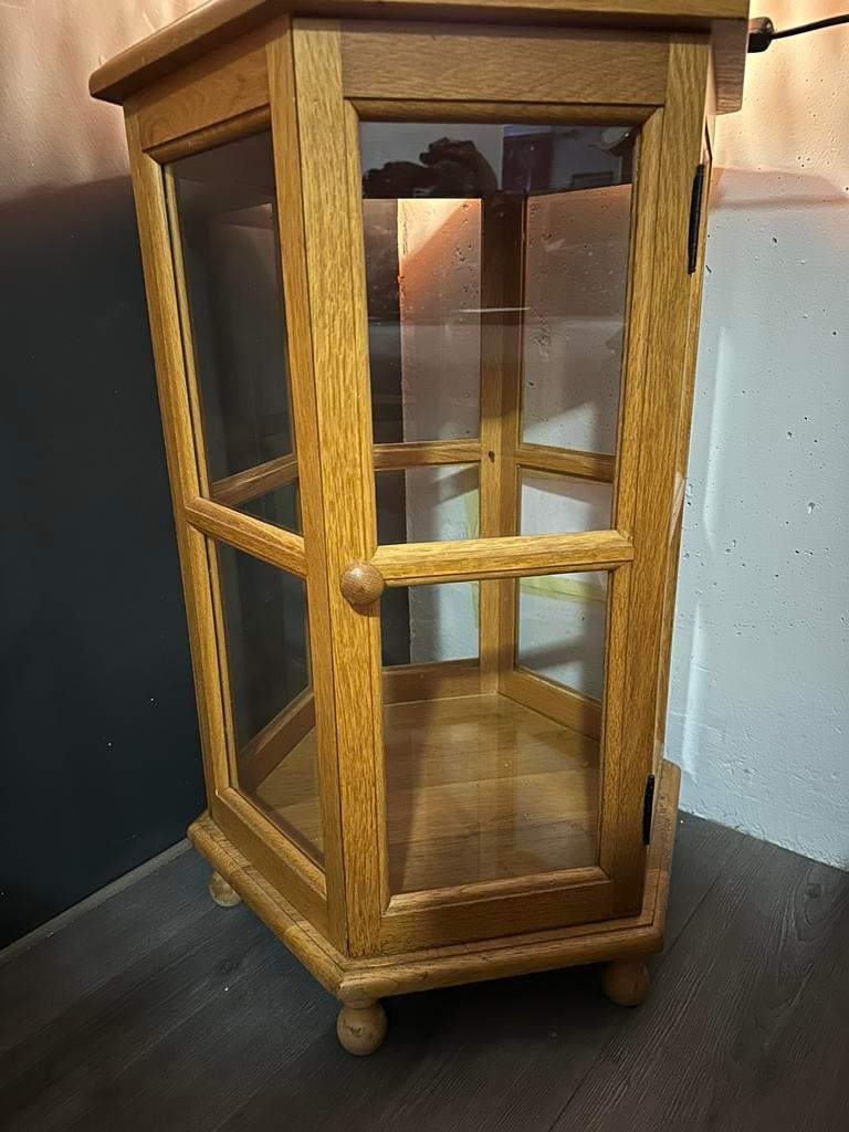 Zeshoekige vitrinekast, Huis en Inrichting, Kasten | Vitrinekasten, Ophalen, Minder dan 50 cm, Gebruikt, Grenenhout