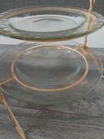 Etagère met glazen borden voor bijv decoratie/high thee ed, Ophalen of Verzenden, Gebruikt