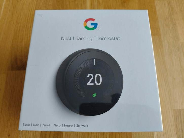 Google Nest Learning thermostat black NIEUW, Doe-het-zelf en Verbouw, Thermostaten, Nieuw, Slimme thermostaat, Ophalen of Verzenden