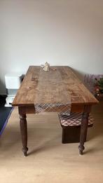 Houten eettafel met sierlijke poten 180x84x77 (lxbxh), Ophalen, Gebruikt, Eikenhout, 50 tot 100 cm