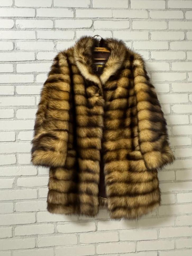 Bontjas van fret (verwant aan de sabel), Kleding | Dames, Jassen | Winter, Zo goed als nieuw, Maat 42/44 (L), Bruin, Ophalen of Verzenden