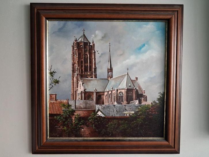 Schilderij Sint-Petrusbasiliek Oirschot, Antiek en Kunst, Kunst | Schilderijen | Klassiek, Ophalen of Verzenden