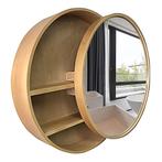 Houten schuifspiegel kast hout 50 cm doorsnede, Sanitair-online.eu, Sanitair-online.eu, Overige typen, Nieuw