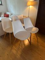 Scandinavise jysk leren en kunststof eetkamerstoelen, Huis en Inrichting, Stoelen, Ophalen, Wit, Scandinavisch, Zo goed als nieuw