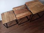 Mango-houten salon/bijzet tafels, Huis en Inrichting, Ophalen, 50 tot 100 cm, Vierkant, 50 tot 100 cm