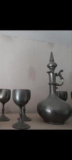 tinnen karaf met 6 bekers, Antiek en Kunst, Antiek | Tin, Ophalen