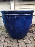 2 Keramische planten potten blauw glazuur, Antiek en Kunst, Ophalen