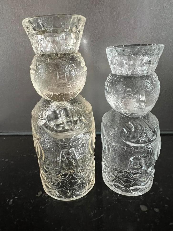 2 Vintage Björn Wiinblad Glas Kandelaar ‘Drie Koningen’ 60’s, Huis en Inrichting, Woonaccessoires | Kandelaars en Kaarsen, Zo goed als nieuw