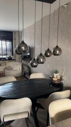 Hanglamp 6 bollen smoke glas, Huis en Inrichting, Lampen | Hanglampen, Ophalen, Zo goed als nieuw, Glas, Minder dan 50 cm