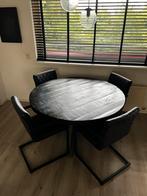 Mango houten eettafel rond, Ophalen, Zo goed als nieuw, Rond, 100 tot 150 cm