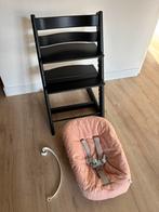 Stokke Tripp Trapp kinderstoel zwart met newbornset, Ophalen, Gebruikt, Meegroeistoel