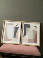 Set van 2 Abstracte Prints in Lijst  NIEUW, Ophalen of Verzenden, Nieuw, Print, Minder dan 50 cm